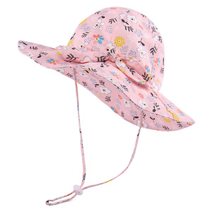 Chapeaux de Protection <span class=keywords><strong>solaire</strong></span> <span class=keywords><strong>pour</strong></span> bébé fille, bonnet de plage <span class=keywords><strong>pour</strong></span> enfant à large bord, UPF 50 + - Product Image 1