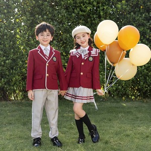 Uniforme scolaire marron d'hiver vestes d'école de marque rouge bon marché blazer d'uniforme scolaire avec passepoil blanc - Product Image 5