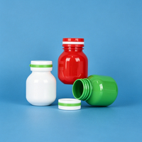 Flacon rond brillant en plastique HDPE avec couvercle à bande, vide, pour pilules, capsules de vitamines, comprimés et compléments alimentaires
