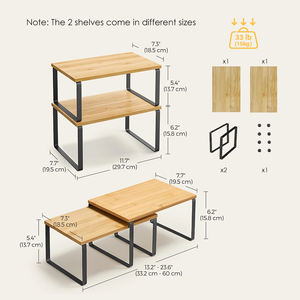 2 रसोई काउंटर अलमारियों का सेट मसाला रैक स्टेकयोग्य रसोई भंडारण कैबिनेट आयोजक शेल्फ - Product Image 2