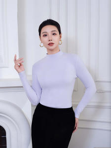 Camiseta Básica Elástica y Cálida para Mujer, Cuello Alto, Ajustada, Manga Larga, Lisa, para Otoño e Invierno - Product Image 3