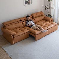 Canapé convertible électrique moderne à dossier haut, grande profondeur d'assise réglable, en cuir PU, pour villa, école, ensemble de canapés de salon