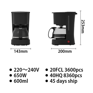 Cafetière à pression négative programmable avec protection contre la surchauffe, carafe noire et rouge, pour 4-6 personnes, usage domestique et hôtelier - Product Image 3
