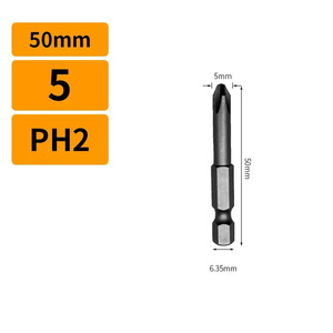 No. 72050 S2 Acero 50mm Magnético Phillips Destornillador Bit PH00-PH2 >6kgs Torque 60HRC Tratamiento térmico DIY Grado industrial OEM - Product Image 5