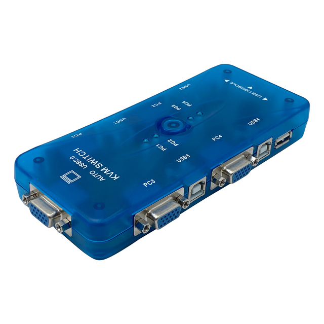 FJ-104UK Fjgear 4 Port Usb2.0 Automatic Kvm Switch Botton Switch 4 in 1 Out 96*62*23mm Plug and Play HD1080p