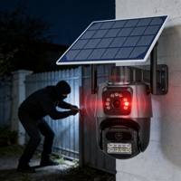 ICSEE 6mp Dual Lens PTZ Solar Wifi Security Camera Full Hd Night Vision Alarm System Ip Network Cctv Camera 4g Sim Card