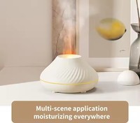 Humidificateur d'air portable USB 130ml avec lampe à huile essentielle couleur flamme diffuseur d'arôme volcanique