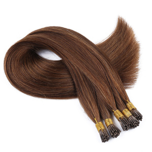 Promoción de Venta: Gran Stock de Extensiones de Cabello Humano Liso de Color Marrón con Cutícula Alineada, Calidad de Lujo, Tipo <span class=keywords><strong>I</strong></span>-Tip - Product Image 4