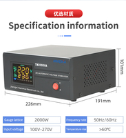 Régulateur/stabilisateur de tension AC monophasé NMCHA TM-2000VA 2000VA 220V SVC électronique en aluminium, efficacité 96%, 50/60Hz, fusible