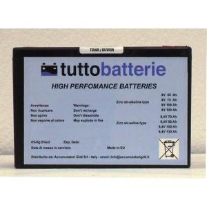 Batería Alcalina de Zinc-Aire de Alto Rendimiento Tuttobatterie 9V 120Ah - Product Image 1