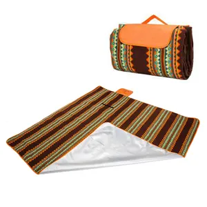Custom suede wool picnic mat fashion lovely pattern waterproof picnic blanket