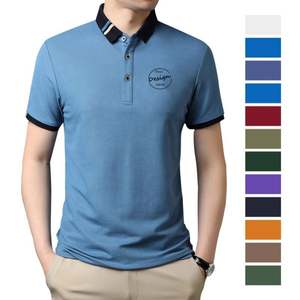 Deux Tons Couleur Broderie Patchwork Bouton Cou Casual Marque Golf Sport Wear Hommes Polo Shirt pour Hommes Polo - Product Image 1