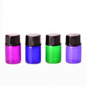 Botol Kaca Minyak Esensial 1Ml 2Ml 3Ml, Sampel Mini Botol Kaca Ungu Merah Muda dengan Steker Dalam dan Tutup Sekrup