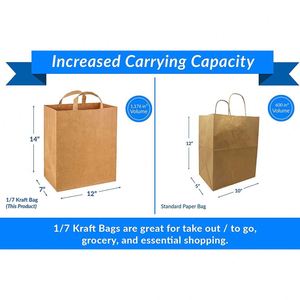 Paper Grocery <b>Bags</b> with Handles <b>Larges</b> Paper Grocery Shopping Heavy Duty Takeouts to Go Retail Kraft Reusable Paper <b>Bags</b> - Product Image 3