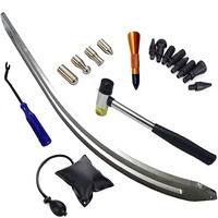 Kit de herramientas de gran tamaño para eliminación de abolladuras sin pintura en coches, que incluye varillas curvas, palanca, bomba de aire y bolsa de succión, para reparación de daños en guardabarros delanteros