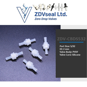 Clapet anti-retour ZDVseal Duckbill pour la prévention du retour des liquides et des gaz Corps blanc PVDF avec vanne FVMQ Red Core 3/16 Inch - Product Image 4