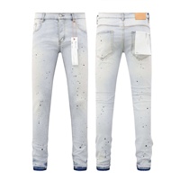 Jeans slim vintage déchirés de haute qualité pour hommes, pantalon bleu pour hommes, jeans en denim délavé