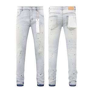 Jeans <span class=keywords><strong>Slim</strong></span> Vintage Strappati di Alta Qualità per Uomo, Pantaloni Blu da Uomo, Jeans in Denim Effetto Vissuto - Product Image 6