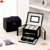 Boîte à bijoux rectangulaire en cuir PU Laire, style européen-américain, motif uni, anti-poussière, pour bracelets et pendentifs