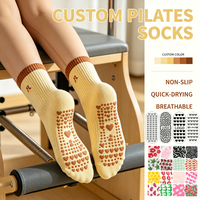 Chaussettes antidérapantes en coton avec logo du fabricant, pour yoga, pilates, sports, danse classique, barre, chaussettes personnalisées pour femmes