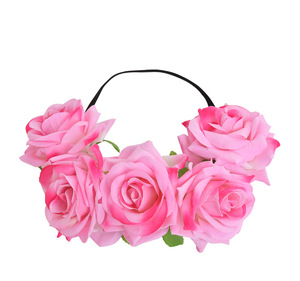 <span class=keywords><strong>Couronne</strong></span> de fleurs de rose la plus récente, serre-tête floral en velours pour femmes et filles, <span class=keywords><strong>couronne</strong></span> de <span class=keywords><strong>cheveux</strong></span> artificielle en roses rouges avec bandeau - Product Image 2