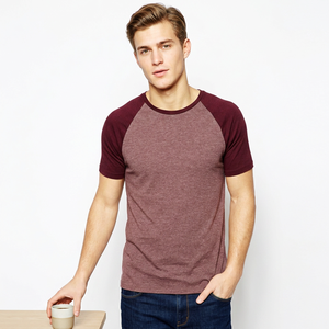 เสื้อยืดแร็กแลนผู้ชาย 180GSM แขนเสื้อตัดสี ผ้าผสมเฮเธอร์ รับผลิตแบรนด์ส่วนตัว OEM - Product Image 1