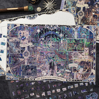 4 Stiker Per Paket Seri Shu Lun Ming Xiao Stiker Puzzle Hot-stamped dengan Latar Belakang Perak Holografik 3D
