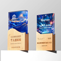 Nouveau Trophée en Cristal Personnalisé avec Base en Bois Massif 2026 pour Récompenses de Compétition et Souvenirs d'Honneur