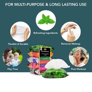 Lingettes démaquillantes rapides personnalisées en usine avec parfum, lingettes de voyage portables pour essuyer le visage et changer de maquillage - Product Image 2
