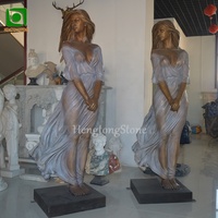 Décoration de jardin extérieure, statue de femme en bronze, fontaine, sculpture