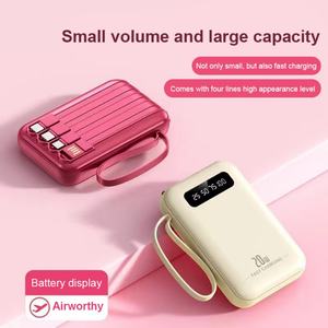 Nouvelle batterie externe mobile grande capacité 5000mAh 20000mAh avec câbles intégrés et lumière LED pour téléphone - Product Image 2