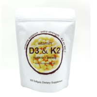 Vitamina D3 10000 UI con K2 MK7 en Cápsulas Blandas, Apoyo para la Salud Ósea e Inmunológica, Suplemento Diario para el Bienestar