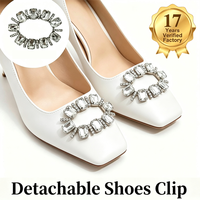 Clips de chaussures détachables en forme de rectangle ovale avec strass, accessoires de talon pour mariage et mariée