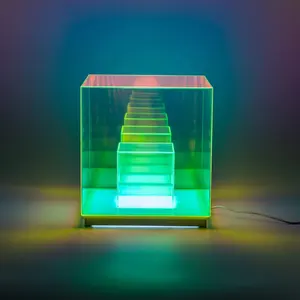 Lámpara LED de mesa, cubo colorido de 6 pulgadas, luz nocturna, cubo USB, decoración acrílica de vidrio