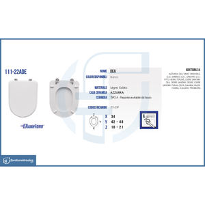 Cubierta para Asiento de Inodoro Azzurra Vaso Dea, Diseño Cuadrado Moderno, Liberación Rápida, PP Urea, Bidés Electrónicos, Accesorio de Baño en Forma de V - Product Image 5