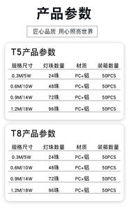 หลอดไฟ LED T8 ขนาด 4 ฟุต ชิป COB ตัวเรือนพลาสติก แสงขาว 6000K ระดับ IP44 สำหรับสำนักงาน 70 ลูเมน/วัตต์ CRI80 อายุการใช้งาน 30000 ชั่วโมง ปรับความสว่างได้ ใช้ไฟ AC85-265V - Product Image 4