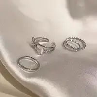 แหวนผู้หญิงบุคลิกภาพฮิปฮอปพังก์เปิดปรับนิ้วชี้ข้อต่อแหวนเหล็กไทเทเนียม