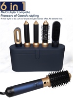 Nouveau 6-en-1 Bleu Brosse à Air Chaud Sèche-Cheveux Lisseur 1000W Outil Coiffant Multifonctionnel Multi-Styler 6-en-1 pour Usage Domestique