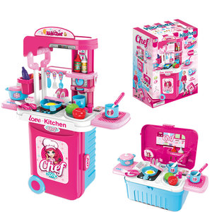 KSF Jouet de cuisine 3 en 1 pour filles, en plastique ABS, jeu de cuisine de <span class=keywords><strong>chef</strong></span> fictif avec <span class=keywords><strong>petit</strong></span> bagage pour les jouets de cuisine des filles - Product Image 2