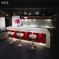 Comptoir de bar et chaises d'intérieur, design moderne de comptoir de club, BSS Chine, fabrication professionnelle de comptoirs de bar et de tabourets de restaurant sur mesure