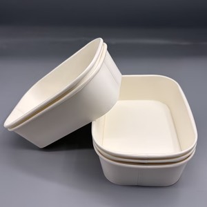 Contenedor de Alimentos de Papel Ecológico con Impresión Personalizada al por Mayor, Tazón Cuadrado para Llevar Ensaladas, Resistente al Calor y al Agua - Product Image 4