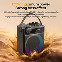 Altavoz Karaoke REMAX de 120W Hi-Fi con Bluetooth, 60W RMS, Reverberación, 12 Horas de Reproducción, Asa de Cuero Portátil, Altavoz para Exteriores
