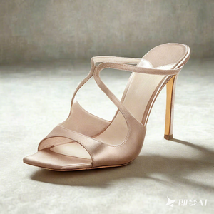 Sandales à talons carrés multicolores européennes sexy pour femmes et dames - Product Image 2