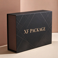Boîte rigide en carton noir magnétique de luxe, grande taille, pour emballage cosmétique, boîte cadeau en papier avec aimant, logo personnalisé