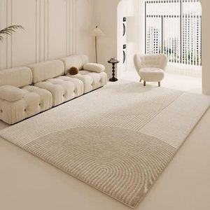 Modern Simple Cream Wind Carpet Living Room Easy Care Anti-Slip Pet Friendly Customizable Pattern Faux Cashmere Rug Wholesale - Product Image 1