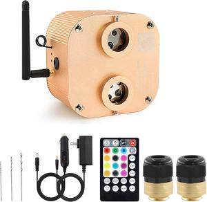 กล่องไฟใยแก้วนำแสง RGBW แบบสองหัว 20W ควบคุมผ่านแอพ พร้อมเอฟเฟกต์แสงระยิบระยับ ควบคุมด้วยเสียงเพลง รีโมทสำหรับชุดไฟตกแต่งเพดานรถยนต์ - Product Image 1