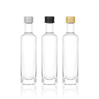 Flacon roll-on carré transparent de 50 ml en verre vide pour échantillons de rhum, whisky, vodka avec bouchon à vis sécurisé