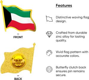 Wapen Van Koeweit Kaartvorm Reversspeld Tie Tack Koeweit Vlag Emaille Metalen Nationale Badge Kleding Accessoires - Product Image 2