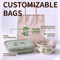Sac en papier pour plats à emporter en gros avec logo personnalisé imprimé. Largement utilisé dans les cafés, les restaurants et les commerces de vente à emporter.