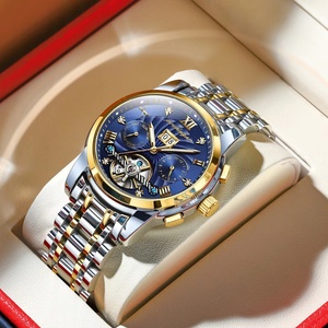 Montre-bracelet automatique mécanique POEDAGAR pour homme, tourbillon ajouré, acier inoxydable, étanche, lumineuse, avec date - Product Image 4